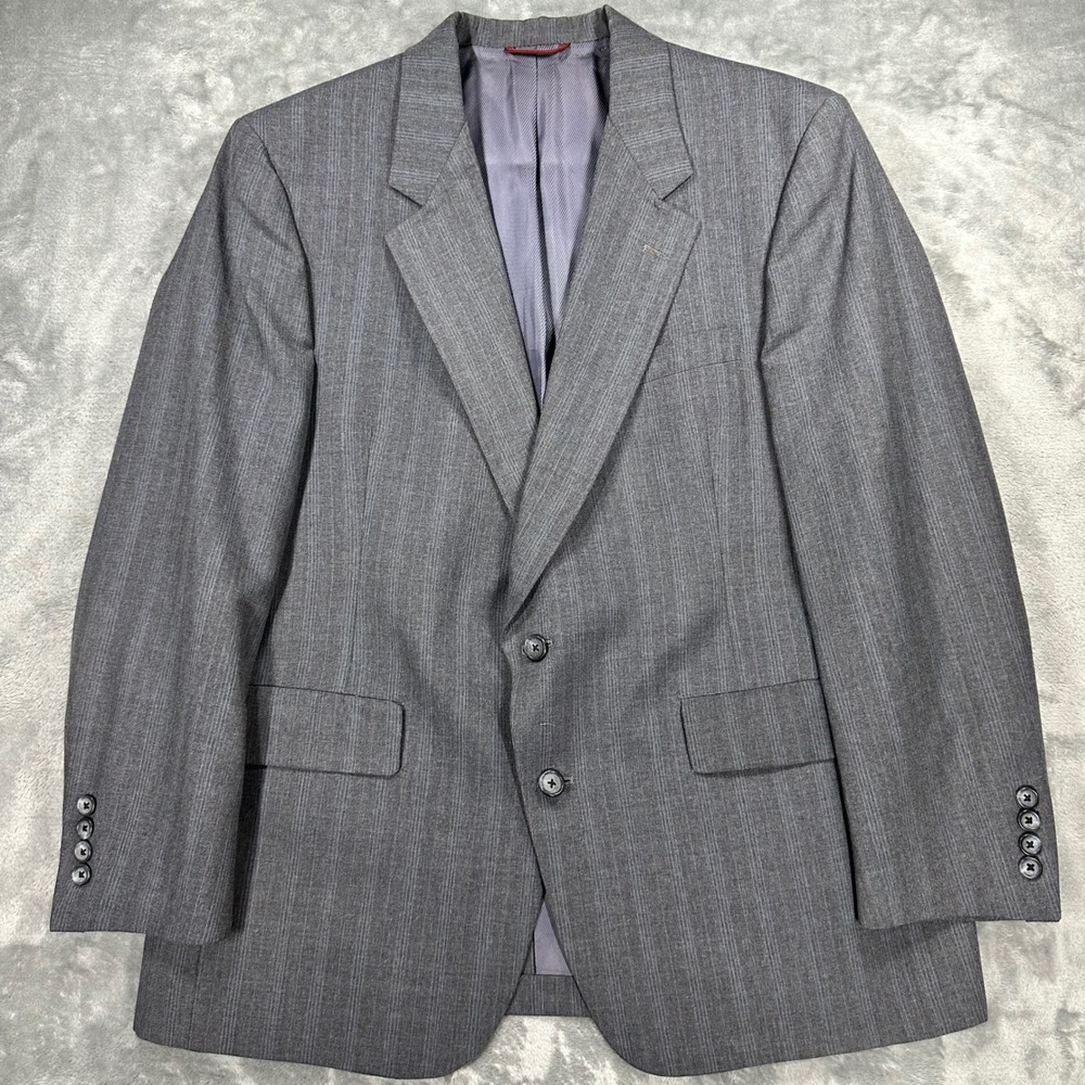 Hart Schaffner Marx Viracle Mens Grey Pinstripe Blazer Sport Coat 42R